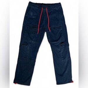 Men’s Relaxes Cargo Pants with Red Accents